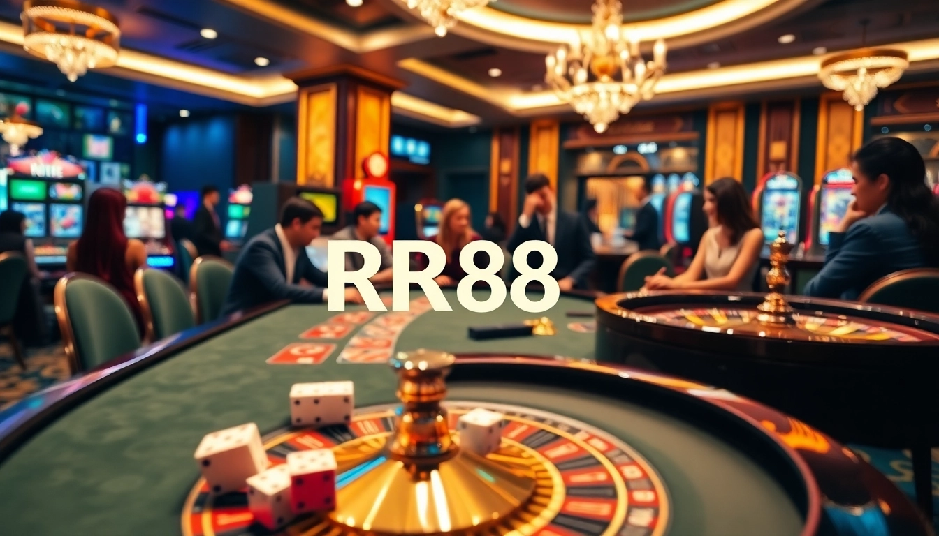 Experience thrilling casino action at RR88 with players enjoying poker and slots.