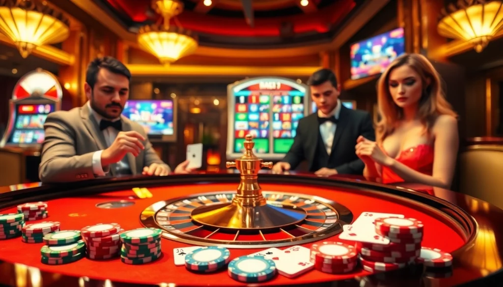 Experience the thrill of roulette at rr88.com with vibrant chips, cards, and a luxurious casino atmosphere.