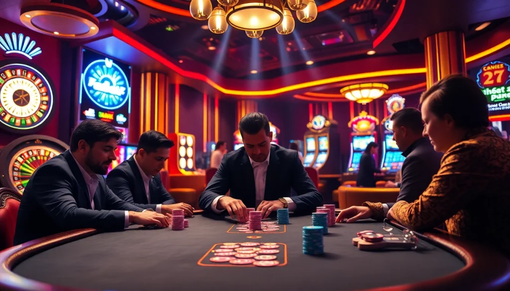 Join the excitement at fabet3.com, where players engage in high-stakes poker games and vibrant casino elements.