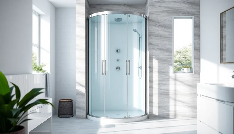 Duschkabine 90x90 komplett in modernem Bad mit eleganten Fliesen und sanften Farben.