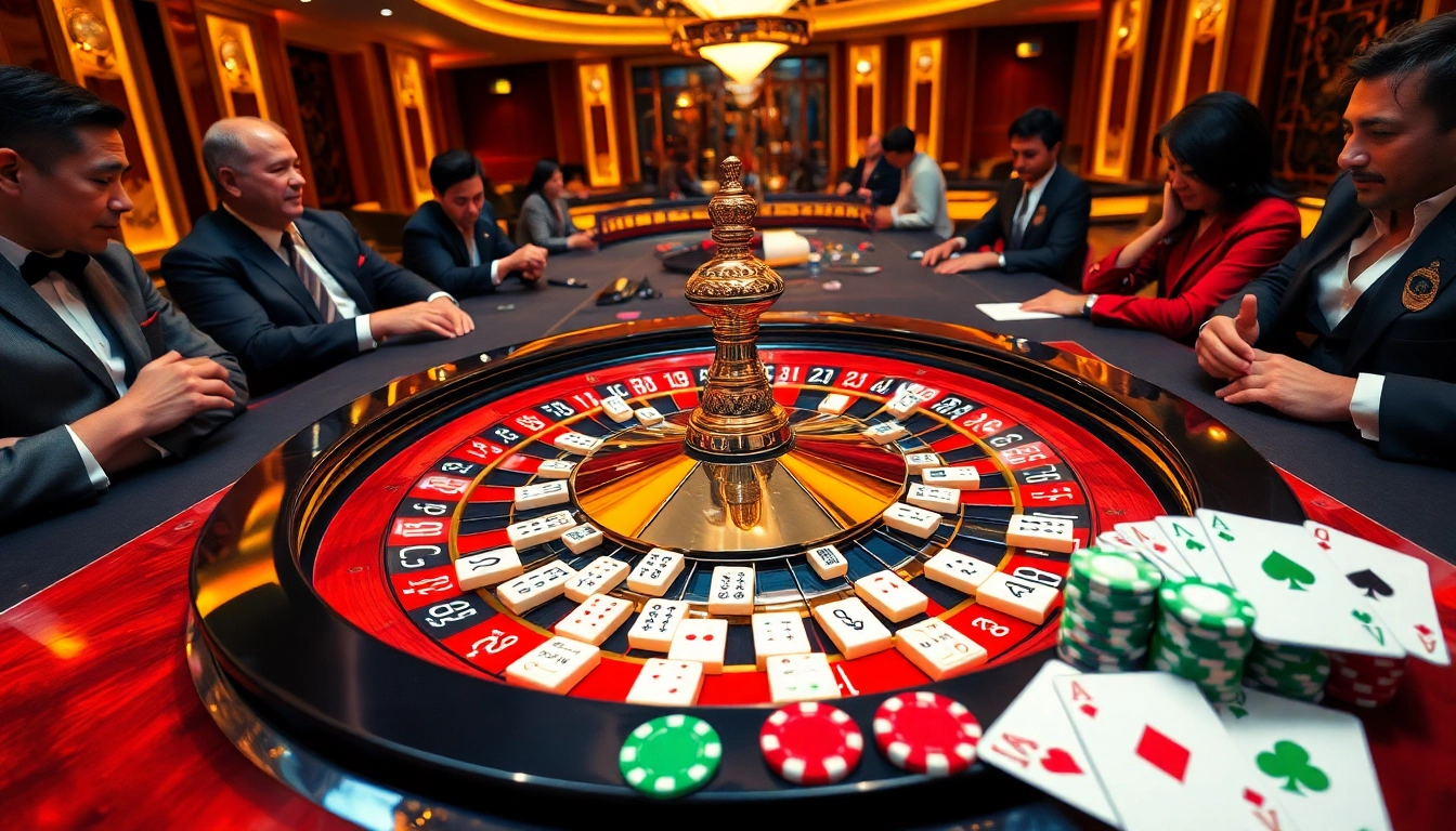 Pemain yang menikmati Link Mahjong dalam suasana kasino mewah.