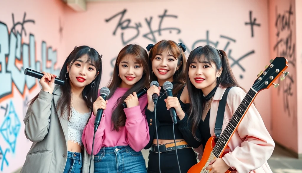 Engaging photo of blackpink members showcasing their vibrant personalities and stylish urban backdrop.