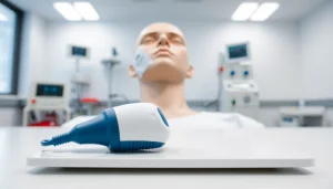 Choking device highlighted in a clinical setting for educational safety training.