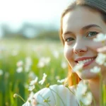 Capture essence of light & airy photography with a model in a pastel floral field.