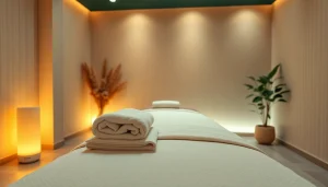 차분한 장식과 부드러운 조명으로 편안한 청라마사지 치료실.