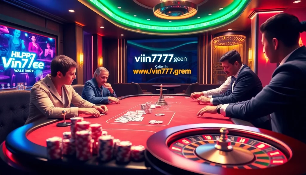 Betting at a stunning casino table with chips and cards at https://vin777.green/ highlighting the experience.