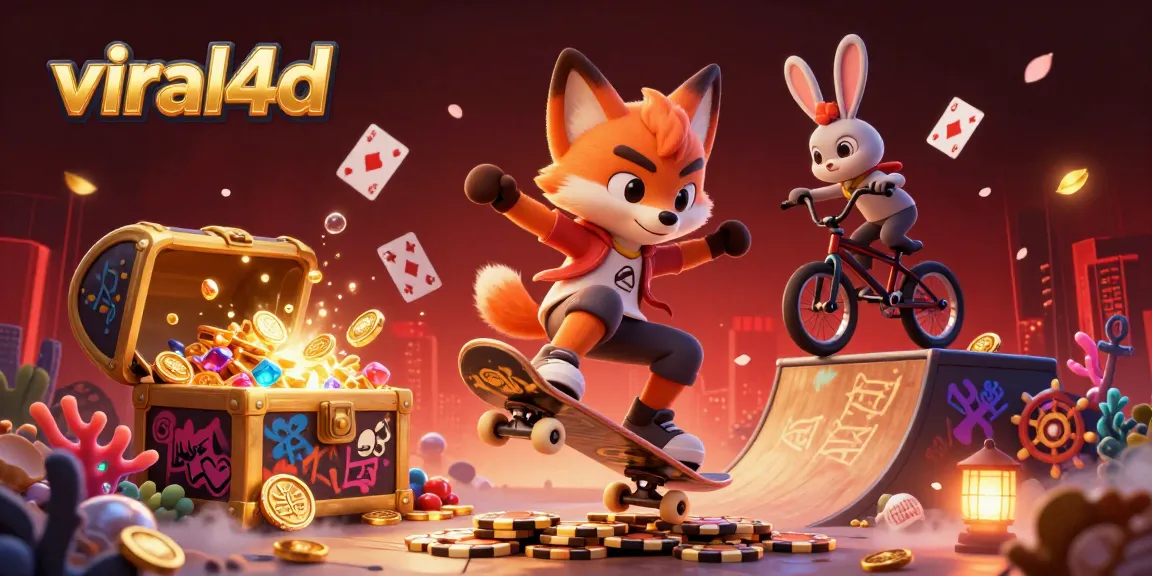 Join the excitement at viral4d with a vibrant, dynamic casino illustration featuring lively gambling scenes.