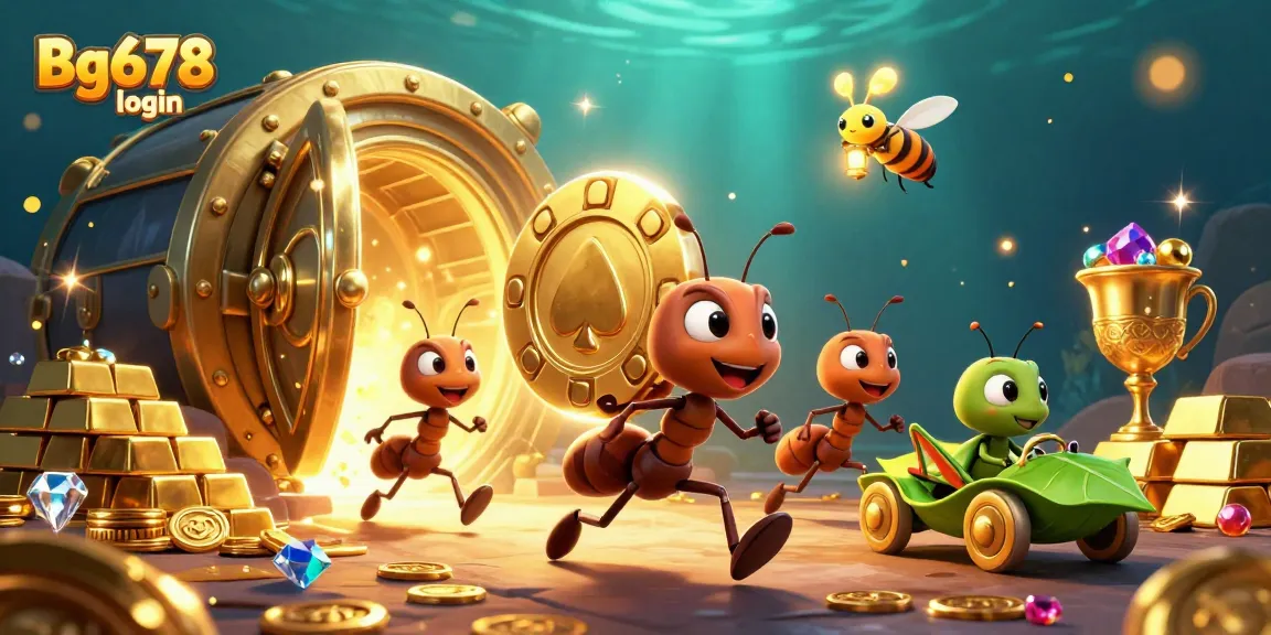 Engage in exciting gameplay with Bg678 login featuring a treasure heist by playful ants.