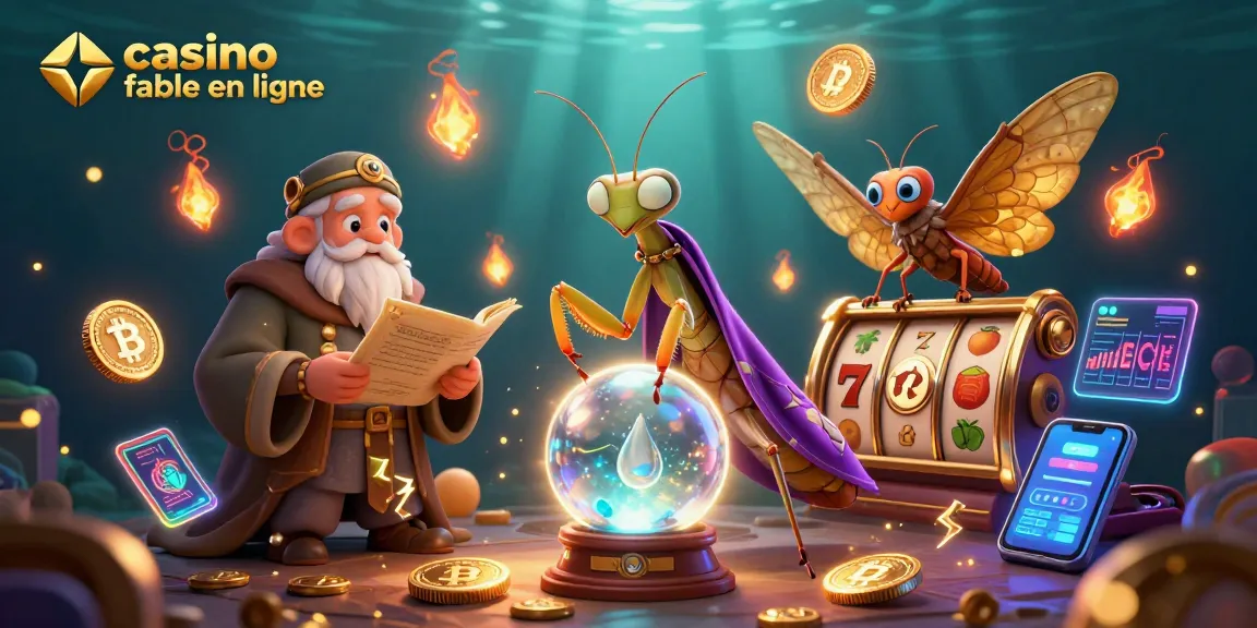 Illustration riche en détails montrant un casino fiable en ligne, avec des personnages mystiques et éléments de jeu captivants.