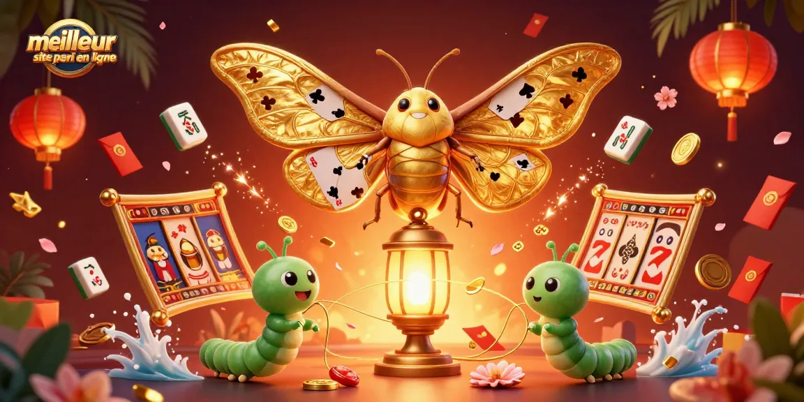 Illustration captivante de "meilleur site de paris en ligne" avec une mite et des éléments de casino animés.