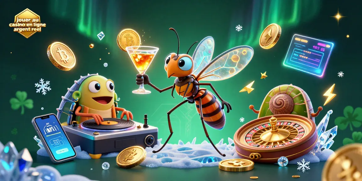 Jouer au casino en ligne argent réel avec un insecte cartoon et un DJ trilobite pour une ambiance dynamique.